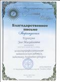 Благодарственное письмо Международного конкурса искусств "Золотая Сибирь", г.Омск, 2015